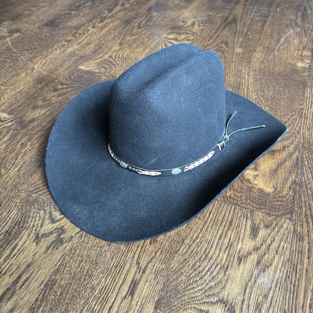 Rodeo King Size 7 Long Oval 3X Wool Blend Black Cowboy Hat Western USA Felt